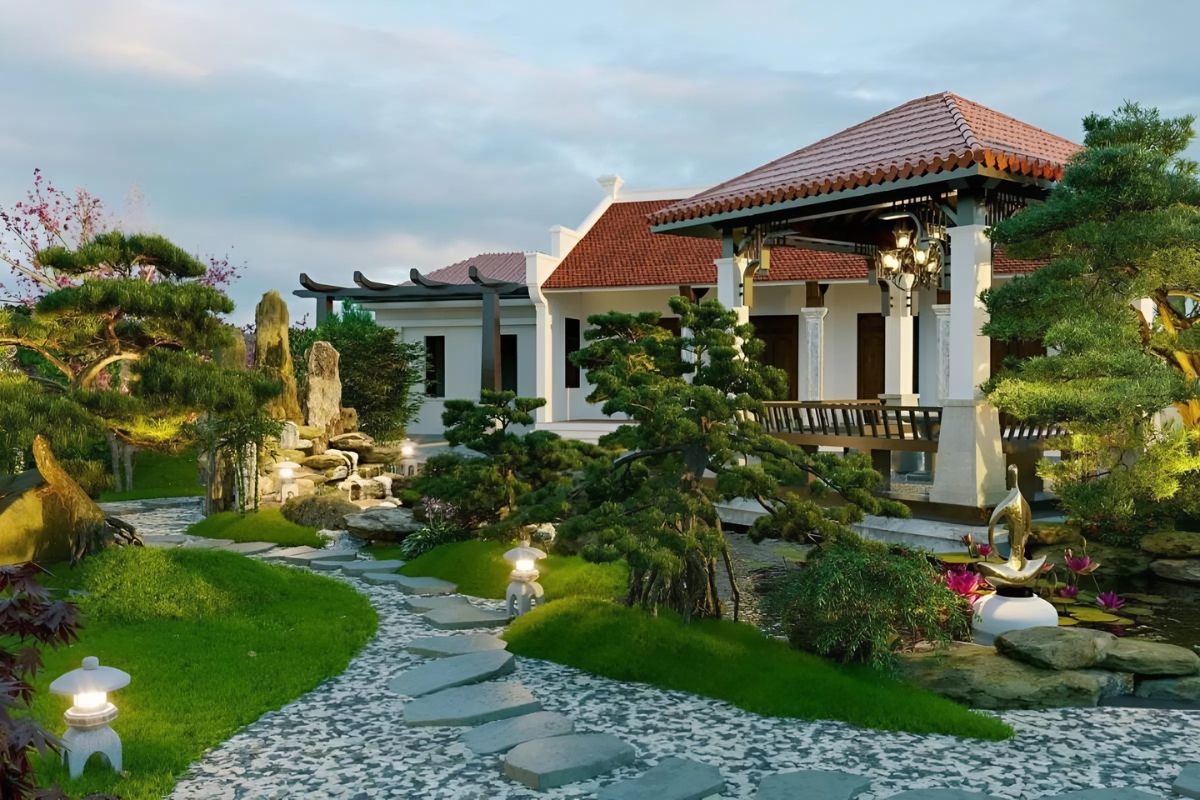 Mẫu biệt thự nhà vườn 1 tầng đẹp nổi bật ( Ảnh: Sưu tầm )