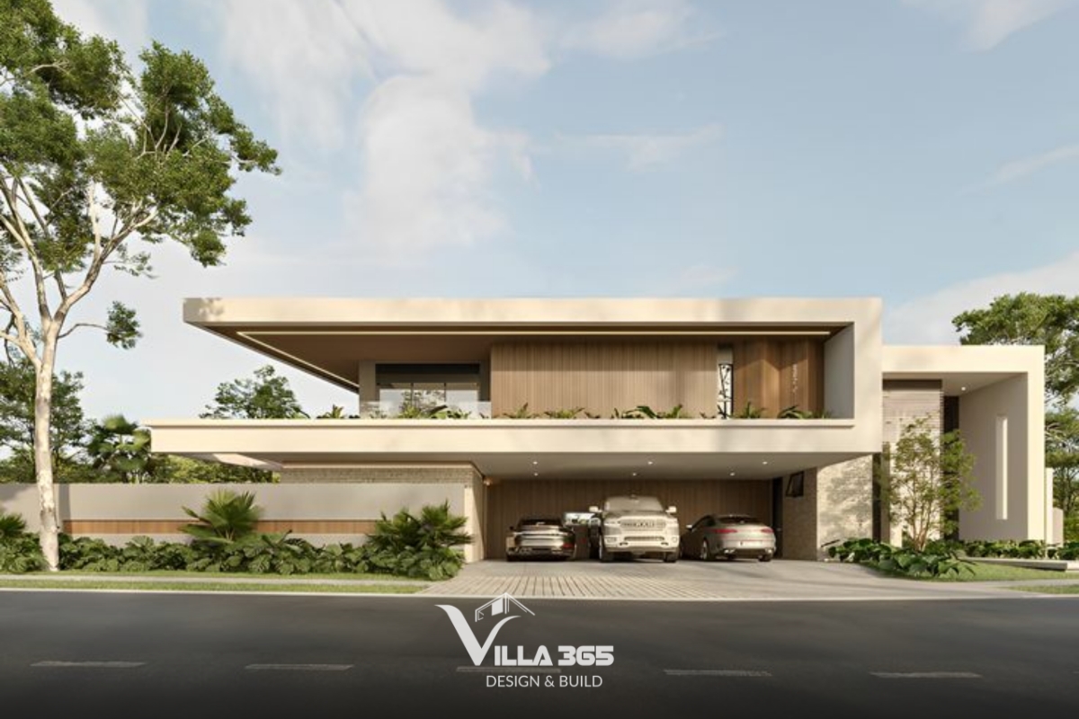 Không gian mở liên thông và sự kết nối trong nhà - ngoài trời qua cửa kính lớn là yếu tố không thể thiếu của biệt thự hiện đại