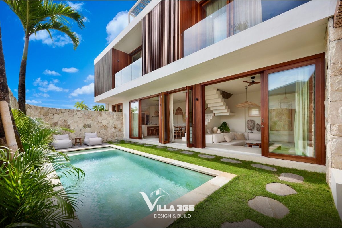 Biệt thự Tropical ưu tiên vật liệu tự nhiên hoặc có bề mặt, vân, màu sắc gần gũi thiên nhiên như gỗ, đá thô, mây tre và các chất liệu mộc