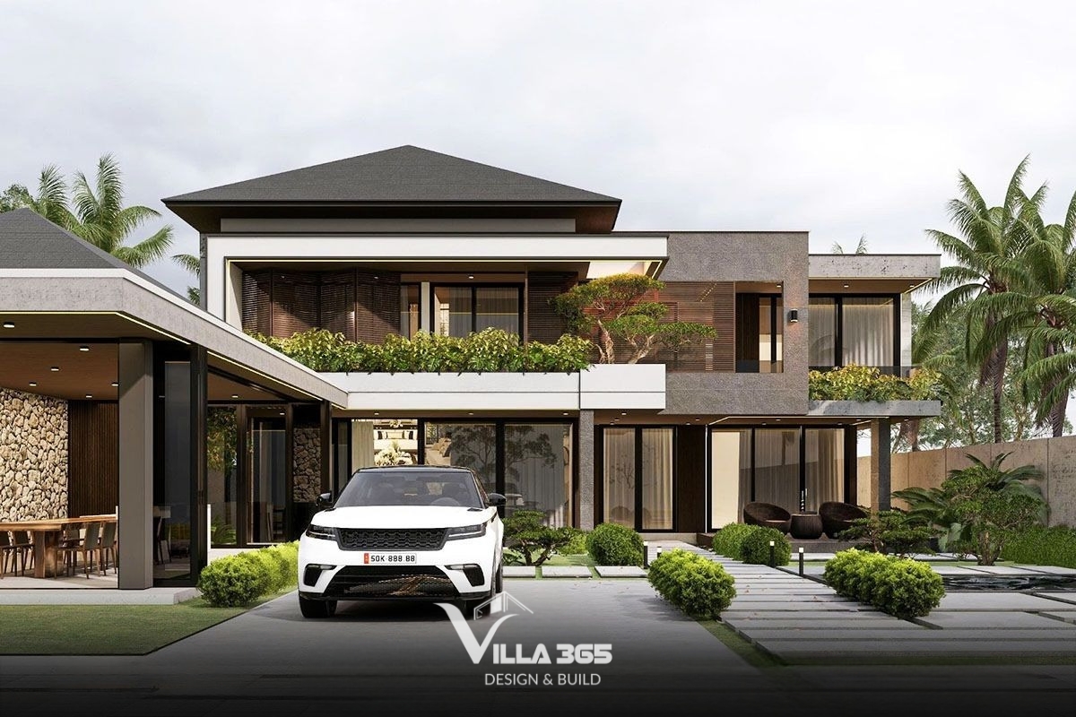 Biệt thự mái Nhật 445m² với yêu cầu đặt ra là chống nóng hiệu quả và kết nối với thiên nhiên