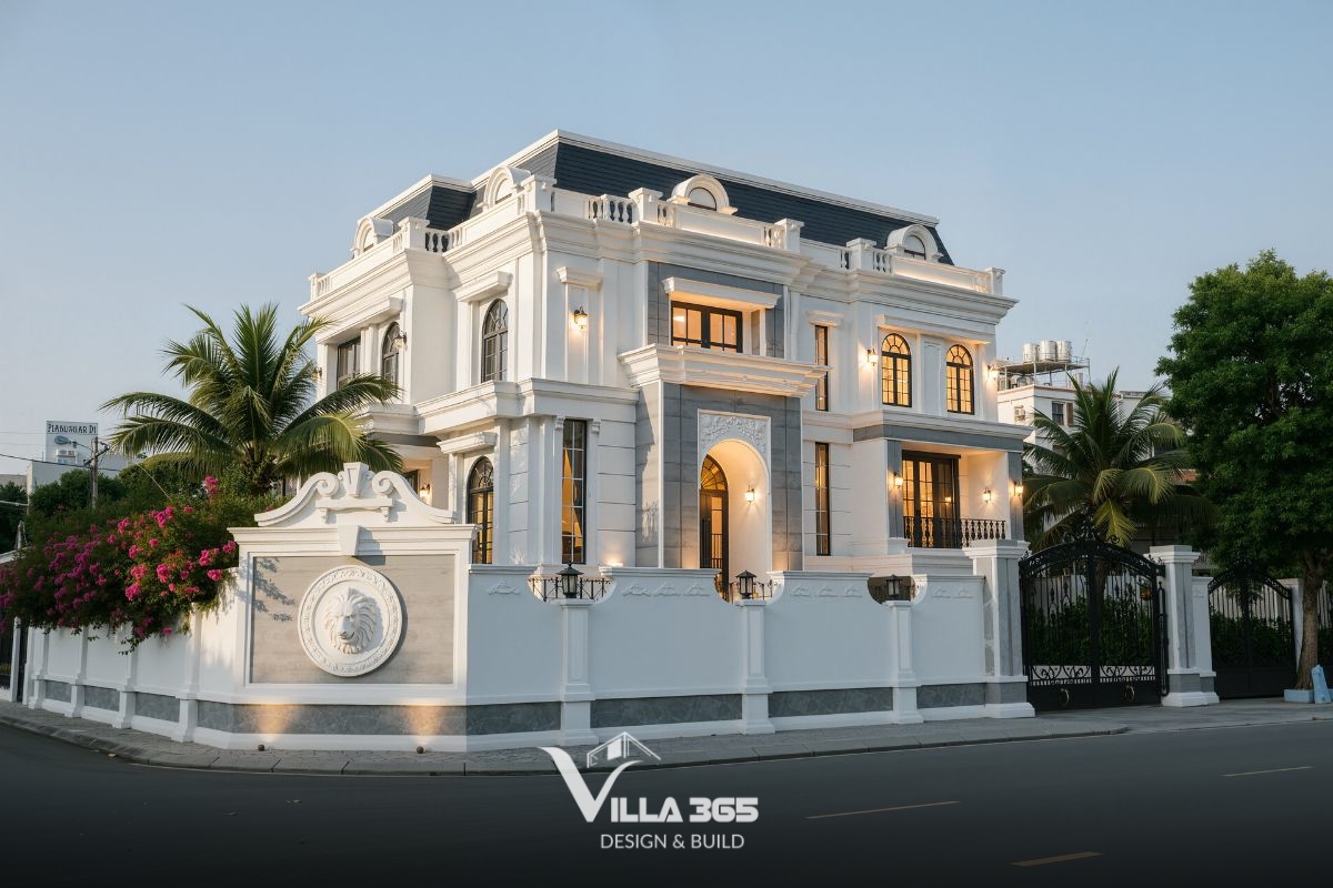 Tọa lạc trên lô đất góc đắc địa và sở hữu nét thẩm mỹ đẳng cấp, thiết kế biệt thự tân cổ điển 2 mặt tiền chính là lựa chọn xứng tầm cho những gia chủ danh giá