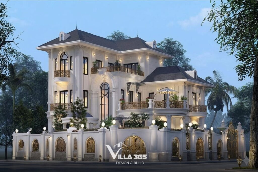 thiết kế biệt thự tân cổ điển 2 mặt tiền