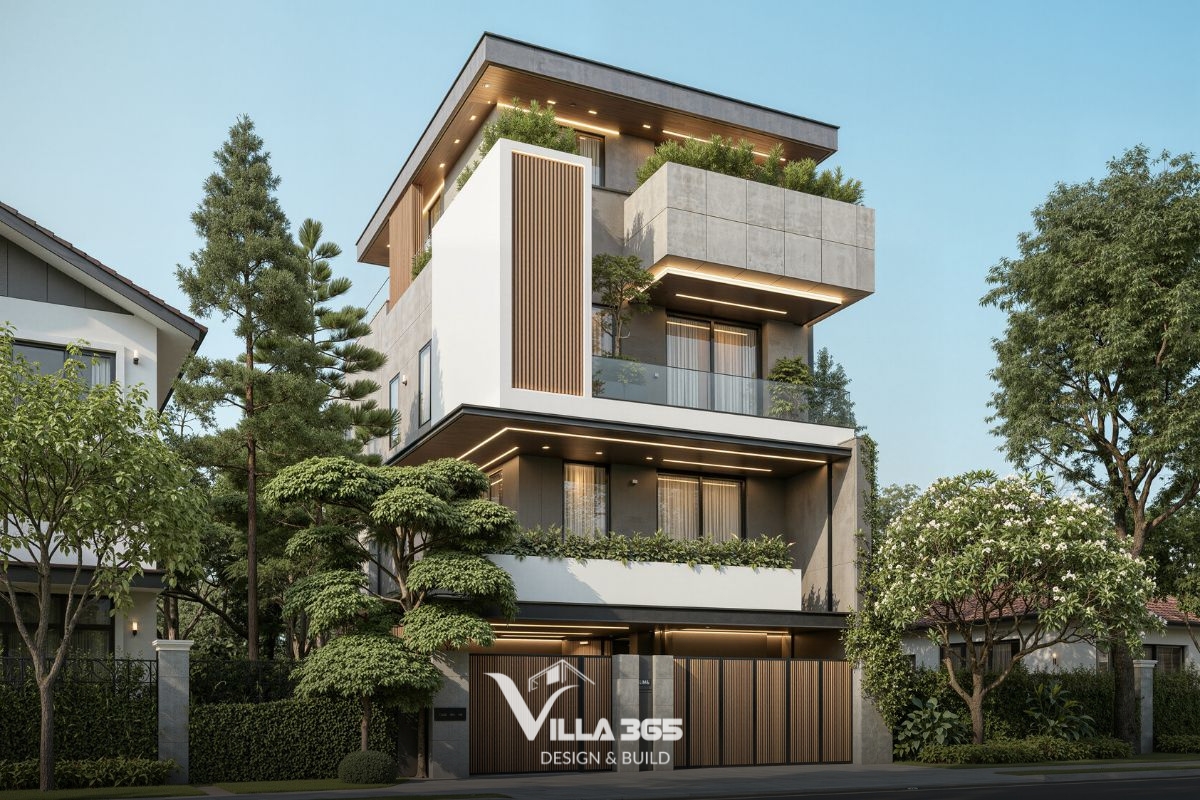 Hình khối mạnh mẽ, không gian mở và Smarthome toàn diện của biệt thự hiện đại phù hợp với những chủ nhân tiên phong