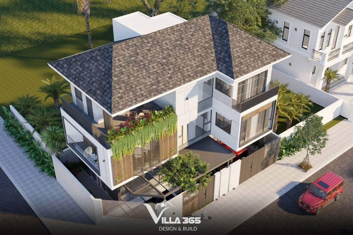 Mẫu biệt thự 2 tầng chữ L hiện đại