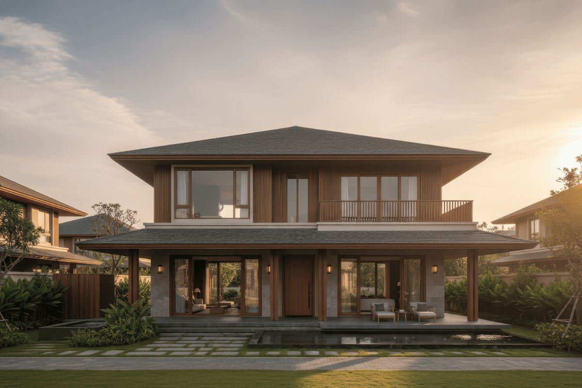 Biệt thự 2 tầng mái Nhật – xu hướng thiết kế 2026 cân bằng giữa thẩm mỹ và công năng (Ảnh: Sưu tầm)