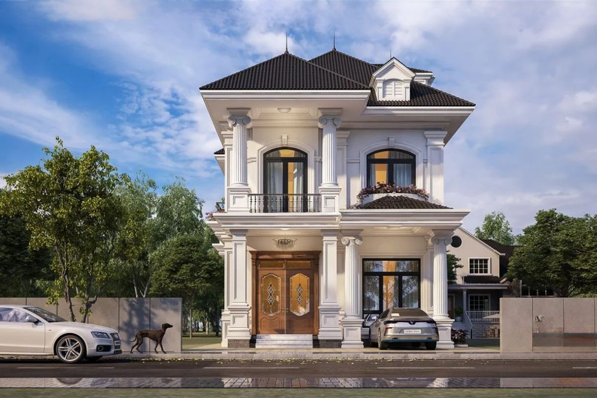 Biệt thự mini 2 tầng mái Nhật phù hợp diện tích nhỏ (Ảnh: Sưu tầm)