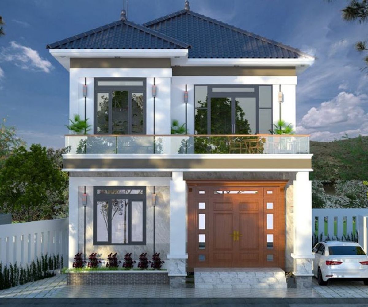 Biệt thự 2 tầng mái Nhật 3 phòng ngủ phù hợp gia đình nhỏ (Ảnh: Sưu tầm)