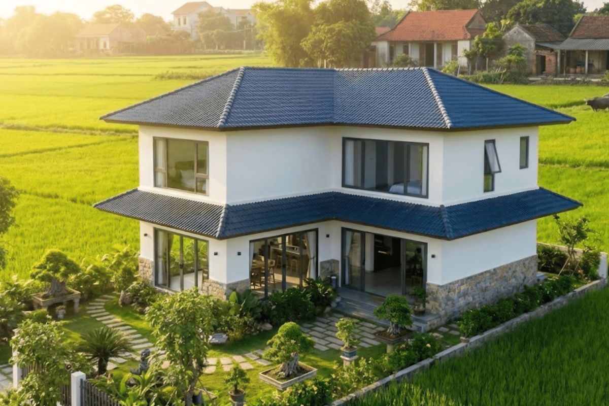 Chi phí xây biệt thự 2 tầng mái Nhật phụ thuộc vật liệu và diện tích (Ảnh: Sưu tầm)