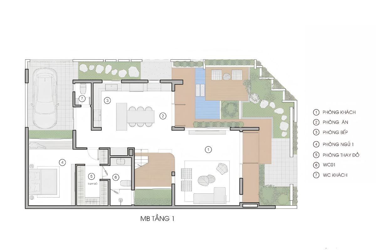 Bản vẽ biệt thự 2 tầng mái Thái hiện đại sở hữu tầng 1 thông thoáng, tối ưu sinh hoạt chung (Ảnh: Sưu tầm)