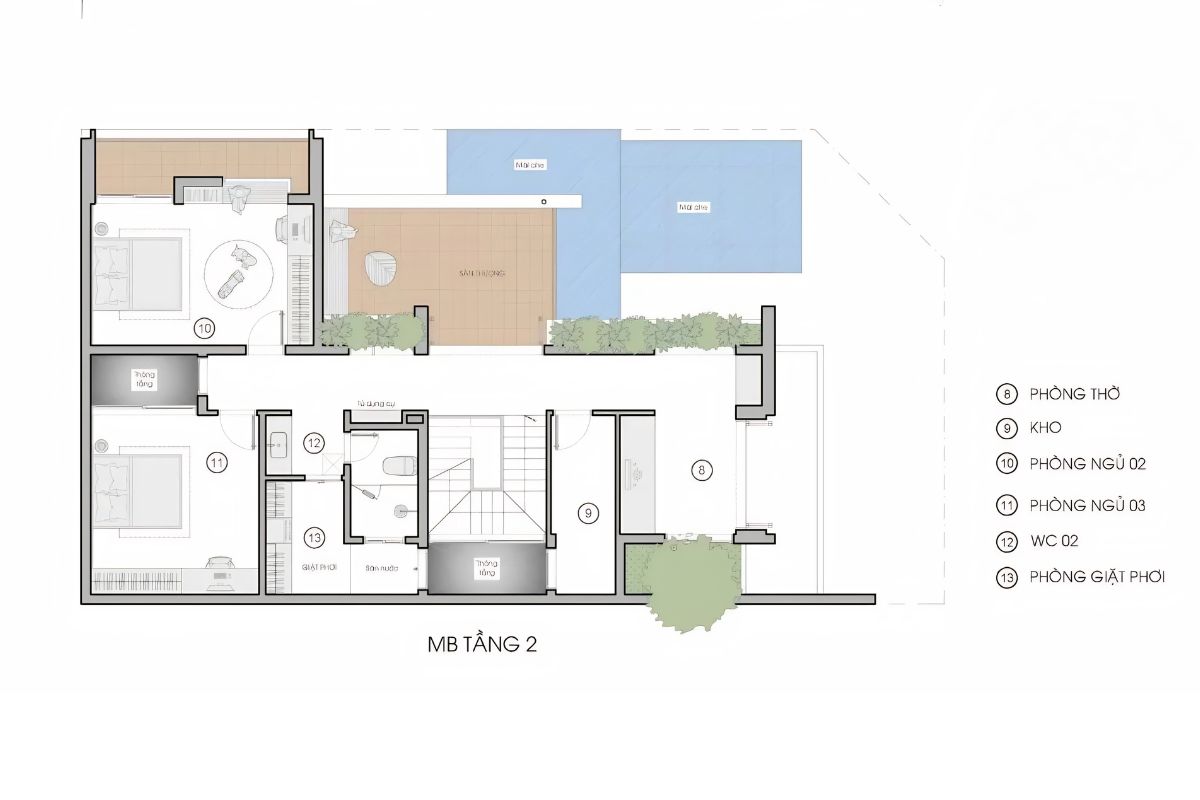 Bản vẽ biệt thự 2 tầng mái Thái hiện đại đảm bảo không gian nghỉ ngơi riêng tư và chuẩn phong thủy (Ảnh: Sưu tầm)