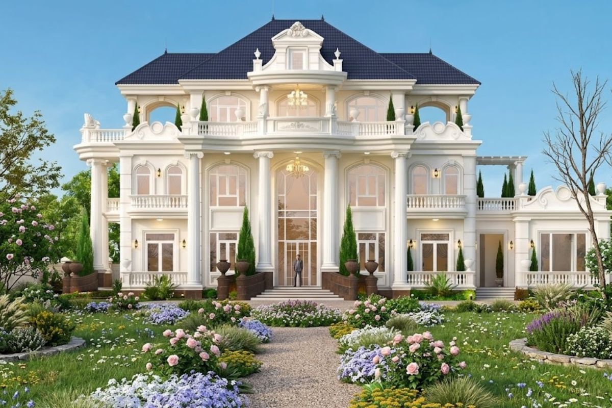 Cảnh quan hài hòa trong biệt thự cổ điển châu Âu (Ảnh: Sưu tầm)
