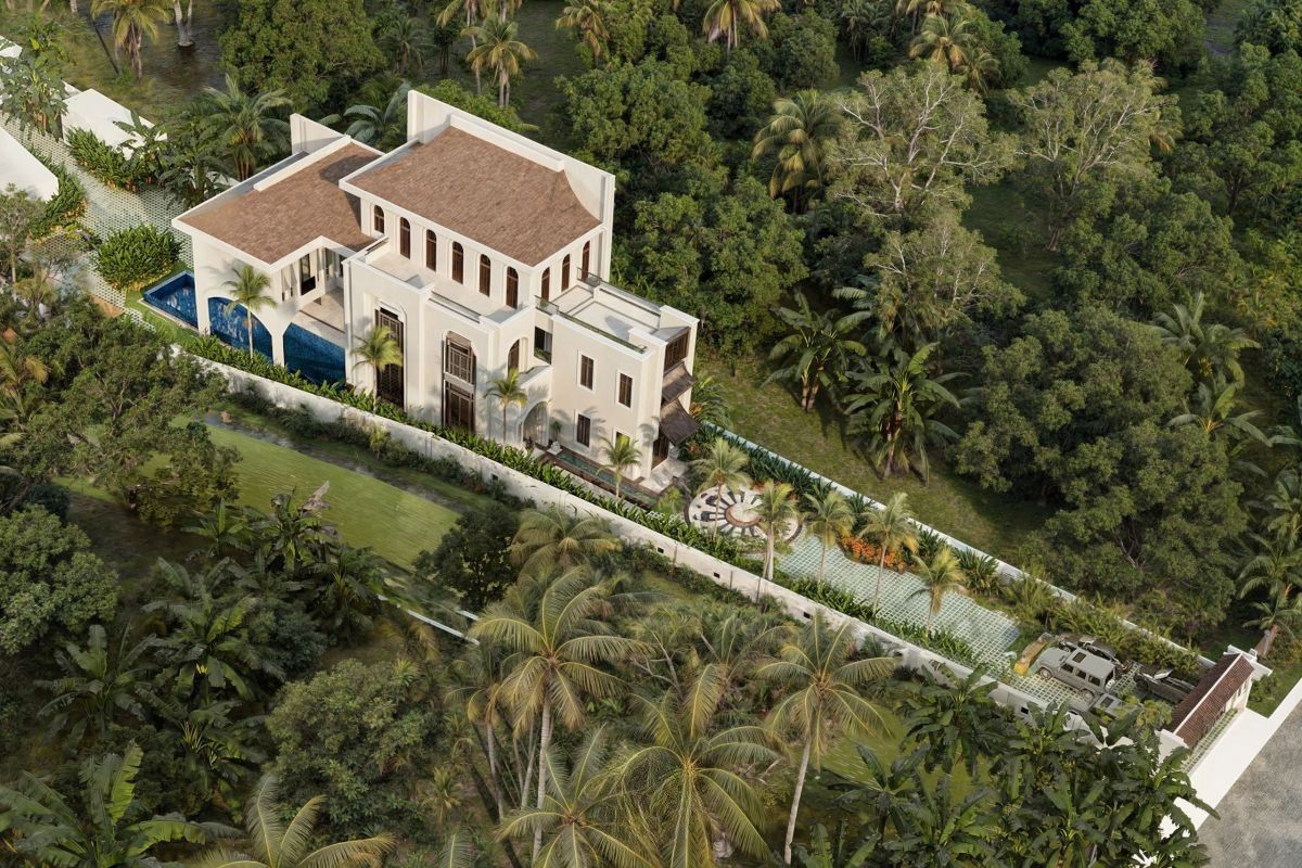 Mẫu biệt thự Indochine kết hợp hồ bơi mang đến không gian sống chuẩn resort (Ảnh: Sưu tầm)