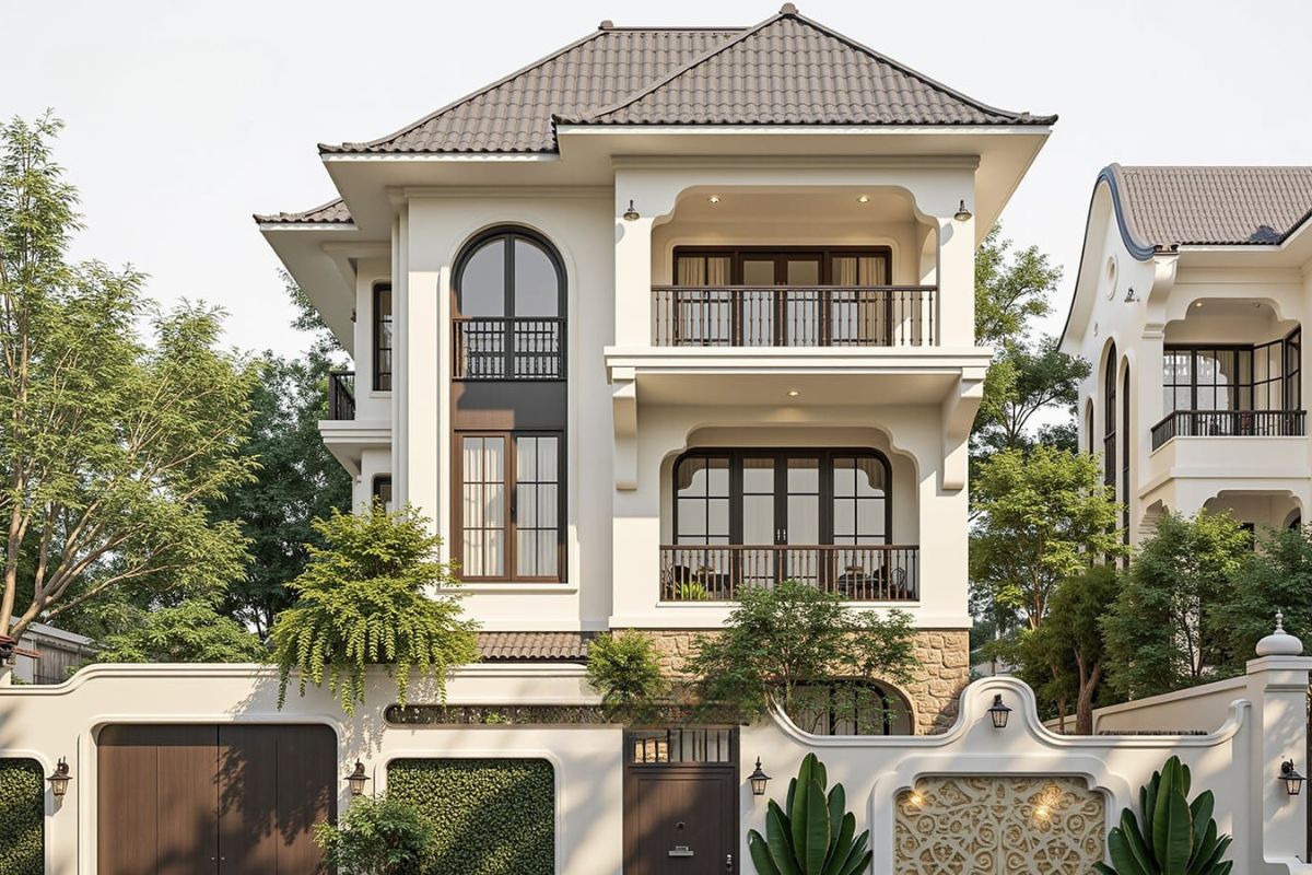 Cửa kính và ban công giúp biệt thự Đông Dương đón sáng tốt (Ảnh: Sưu tầm)