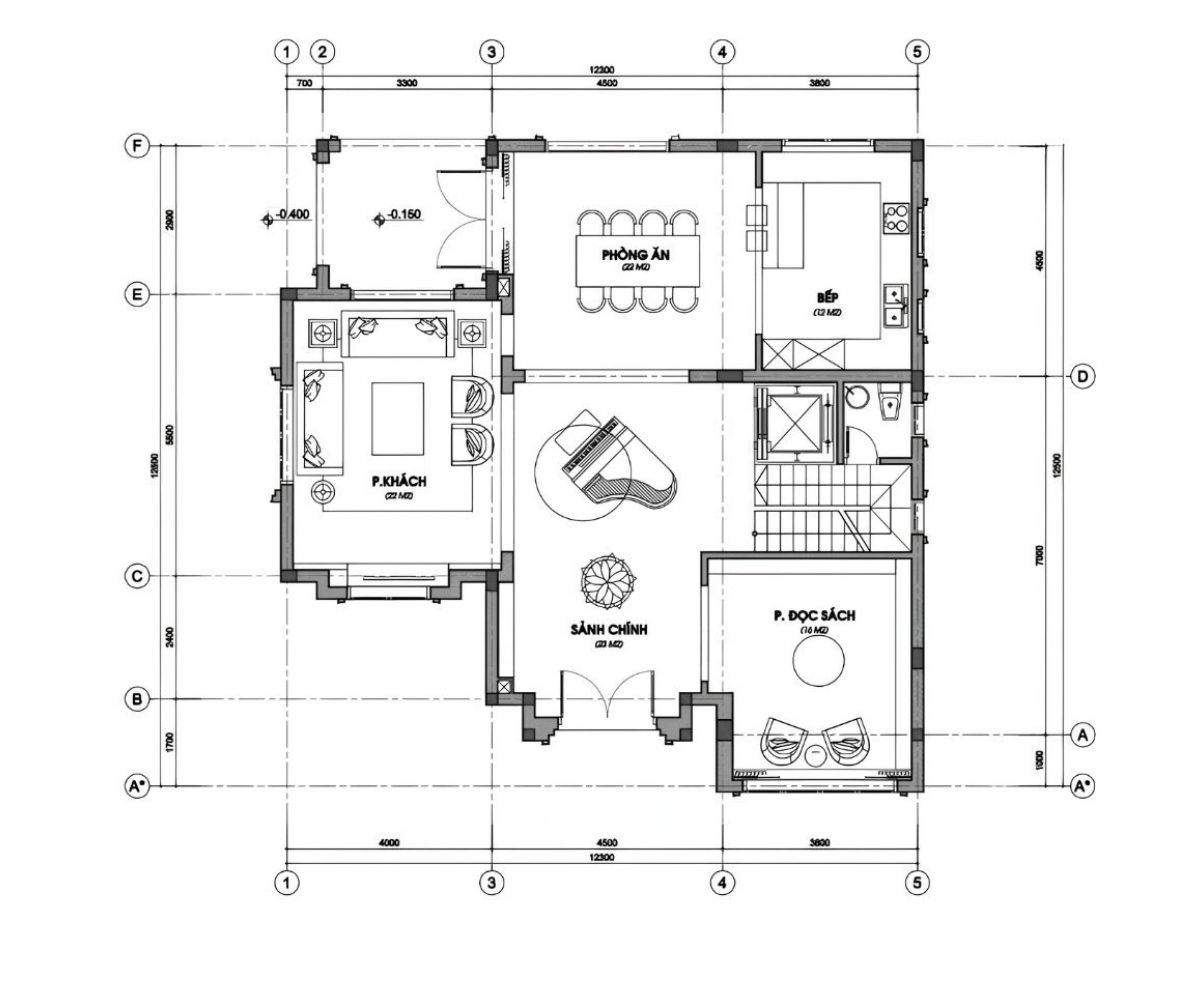Công năng tầng 1 của biệt thự Indochine 2 tầng – 3 tầng ưu tiên không gian mở (Ảnh: Sưu tầm)