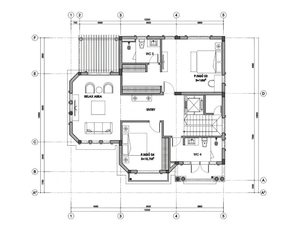 Tầng 3 của mẫu biệt thự Indochine thường linh hoạt cho phòng thờ và không gian thư giãn (Ảnh: Sưu tầm)