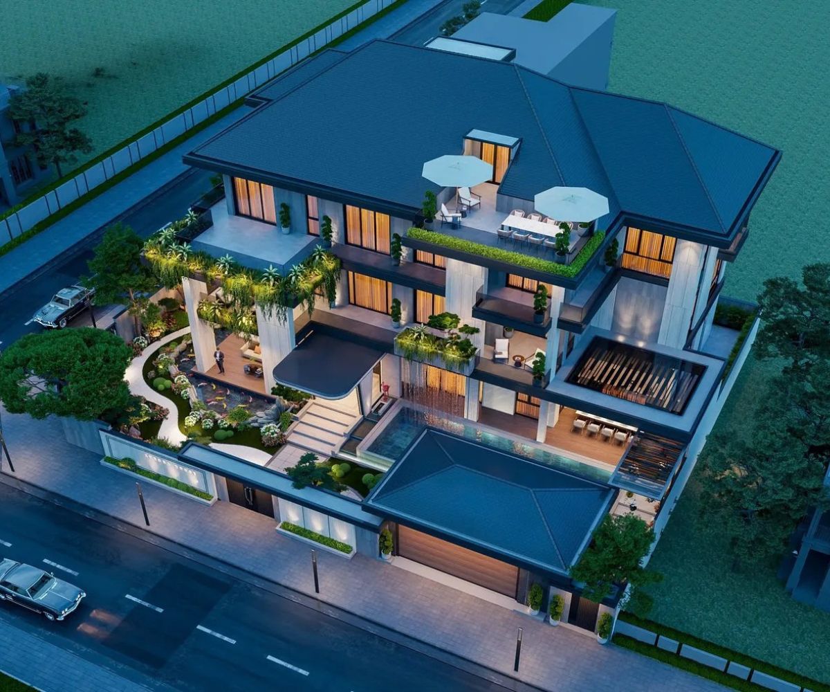 Mái Nhật với độ dốc vừa phải giúp công trình hòa hợp với cảnh quan xung quanh (Ảnh: Sưu tầm)