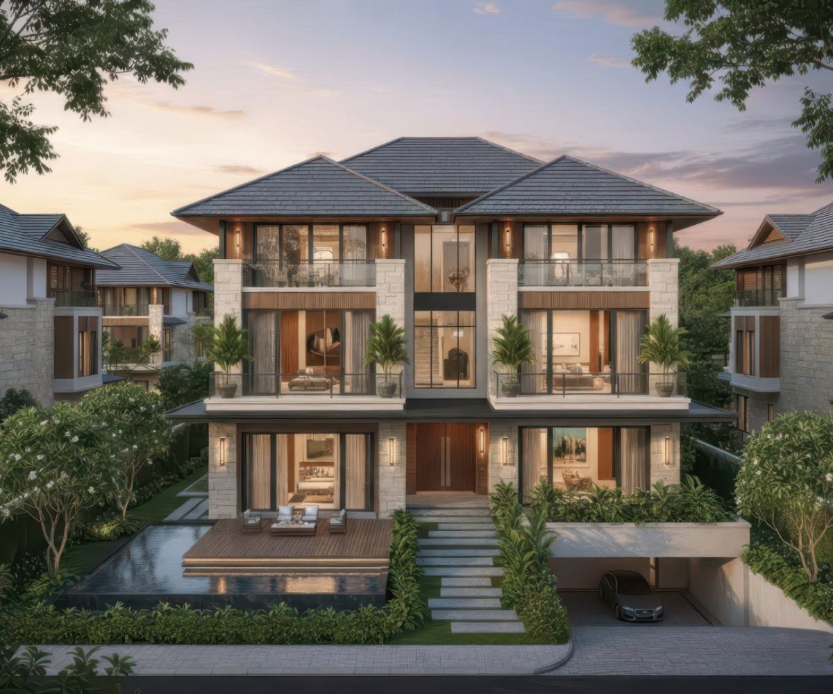 Gara liền khối giúp biệt thự mái Nhật đẹp tối ưu diện tích sử dụng (Ảnh: Sưu tầm)