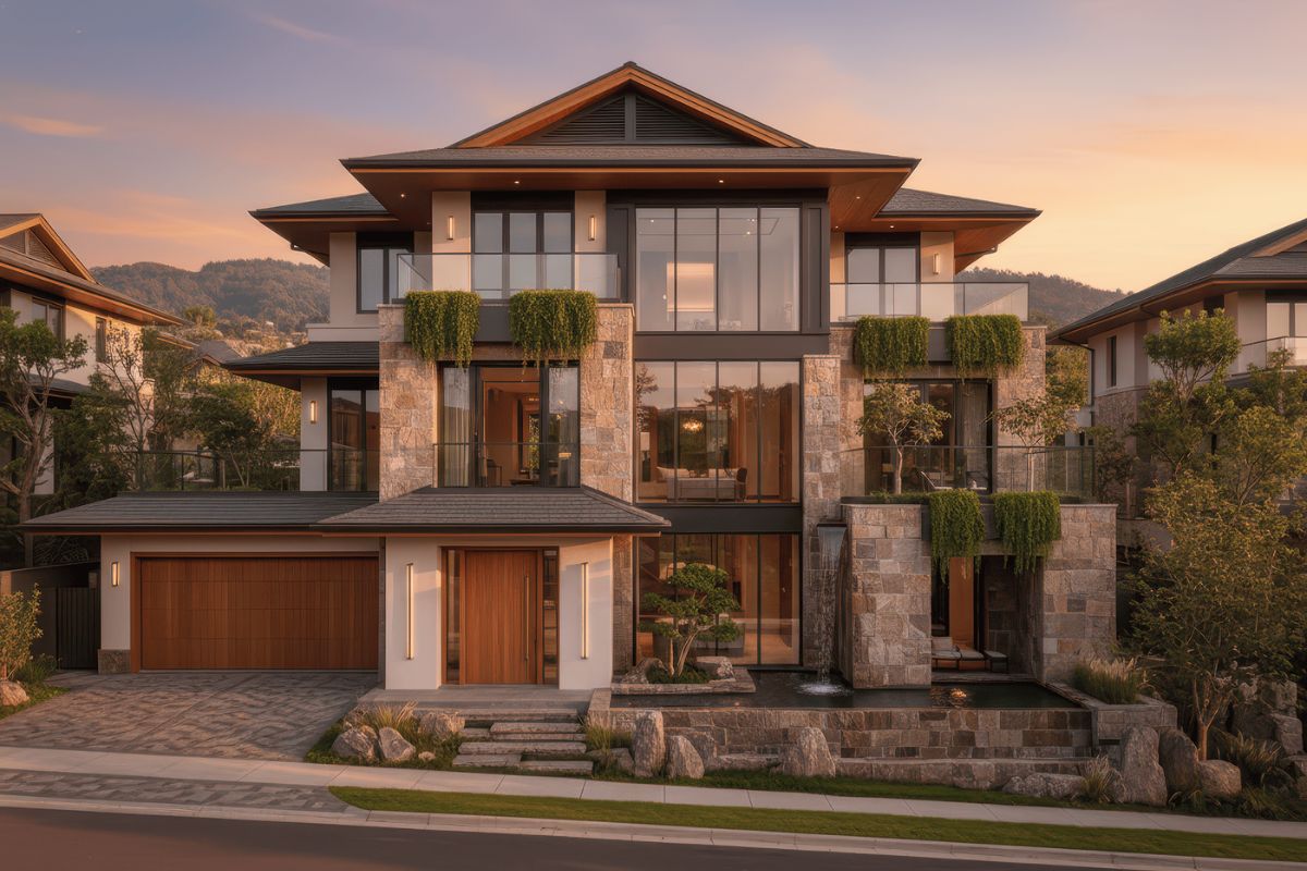 Mặt tiền đơn giản giúp nhà mái Nhật 3 tầng hiện đại hơn (Ảnh: Sưu tầm)