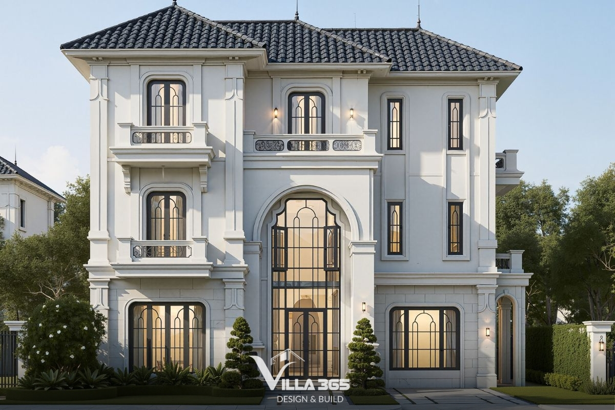 Biệt thự 3 tầng mái Nhật tân cổ điển mang vẻ đẹp tinh tế và cân đối