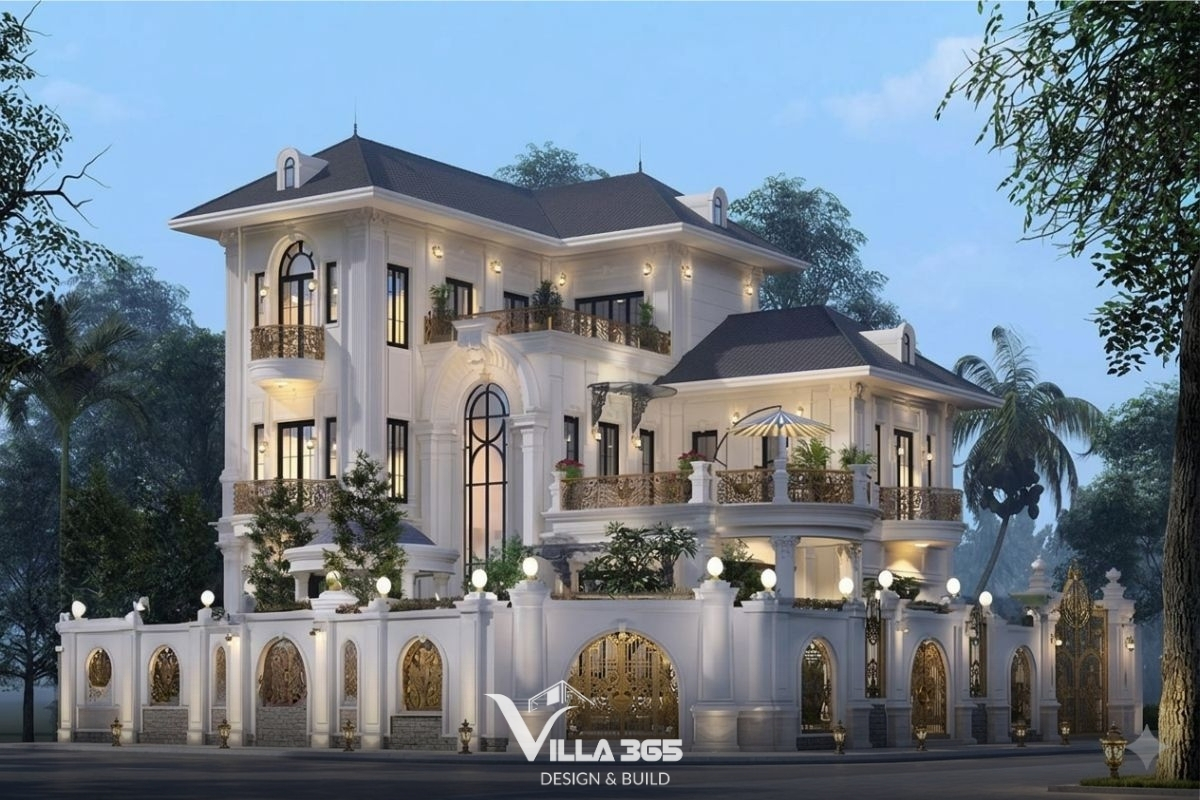 Ngoại thất sử dụng gam màu sáng giúp biệt thự mái Nhật đẹp trở nên thanh lịch