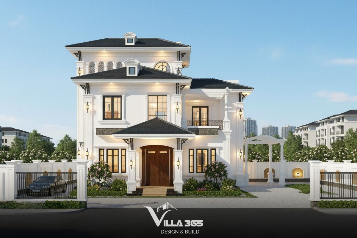 Phào chỉ được tiết chế giúp nhà mái Nhật 3 tầng không bị rườm rà 