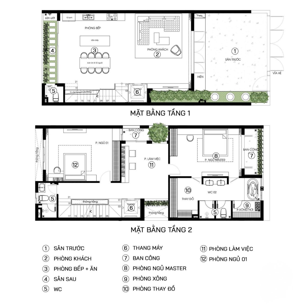 Biệt thự 4 tầng hiện đại tối ưu không gian tầng 1–2 với thiết kế mở, kết nối linh hoạt (Ảnh: Sưu tầm)