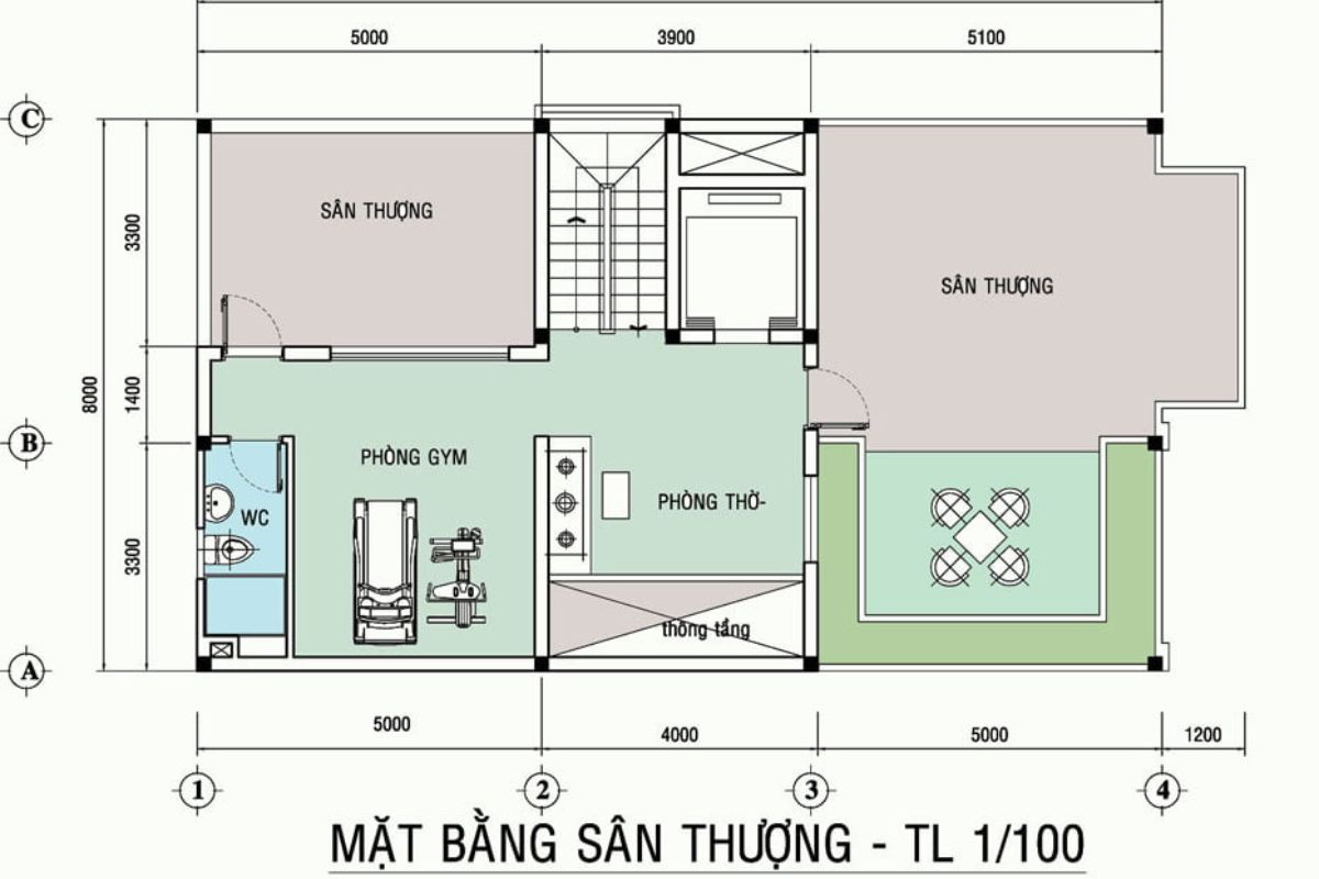 Tầng 4 có thể bố trí làm nơi đặt phòng thờ trang nghiêm hoặc các khu vực giải trí (Ảnh: Sưu tầm)