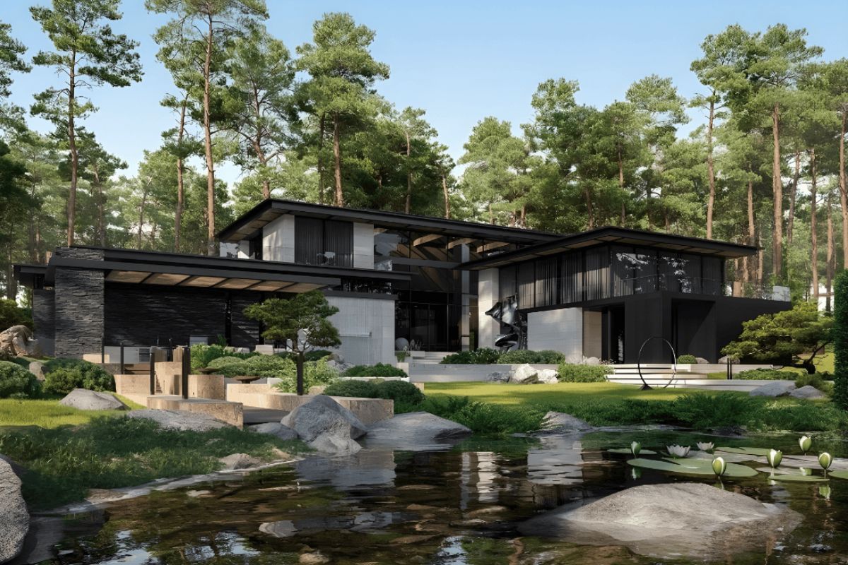 Thiết kế nhà chữ L hiện đại kết hợp hồ cá và BBQ tạo nên không gian sống nghỉ dưỡng ngay tại nhà  (Ảnh: Sưu tầm)