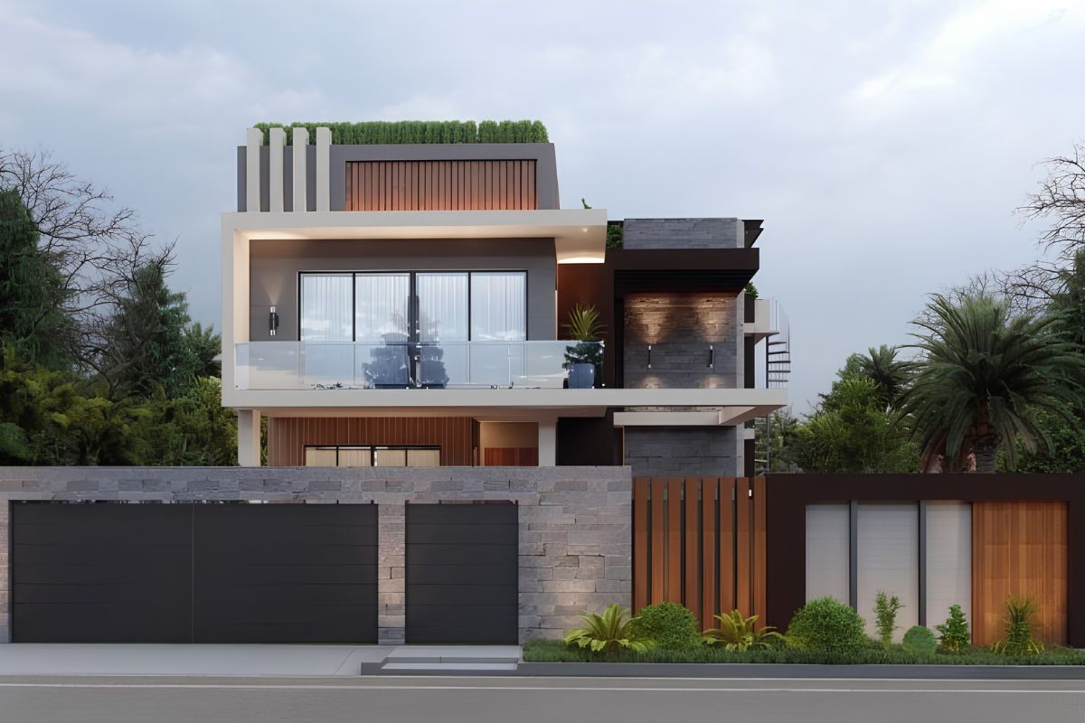 Biệt thự 2 tầng chữ L hiện đại tối giản, tăng tính linh hoạt  (Ảnh: Sưu tầm)