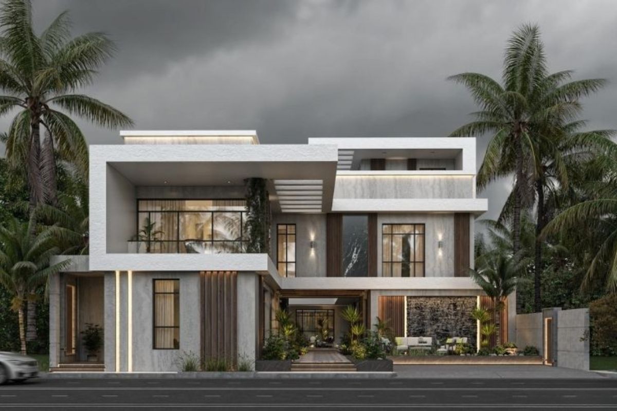 Thiết kế nhà chữ L hiện đại sử dụng kính lớn tăng tính mở và hiện đại  (Ảnh: Sưu tầm)