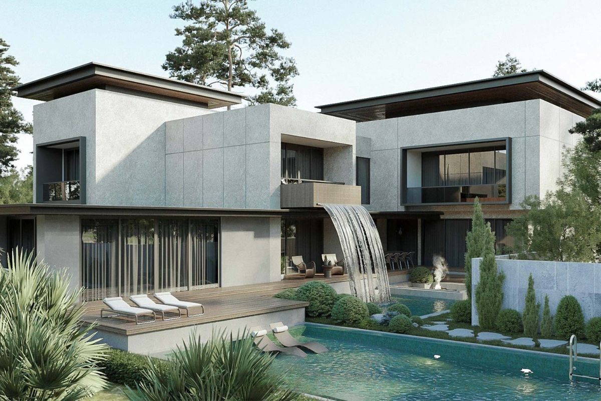 Mẫu biệt thự chữ L 2 tầng đẹp cần chú trọng ánh sáng và bố trí hợp phong thủy  (Ảnh: Sưu tầm)