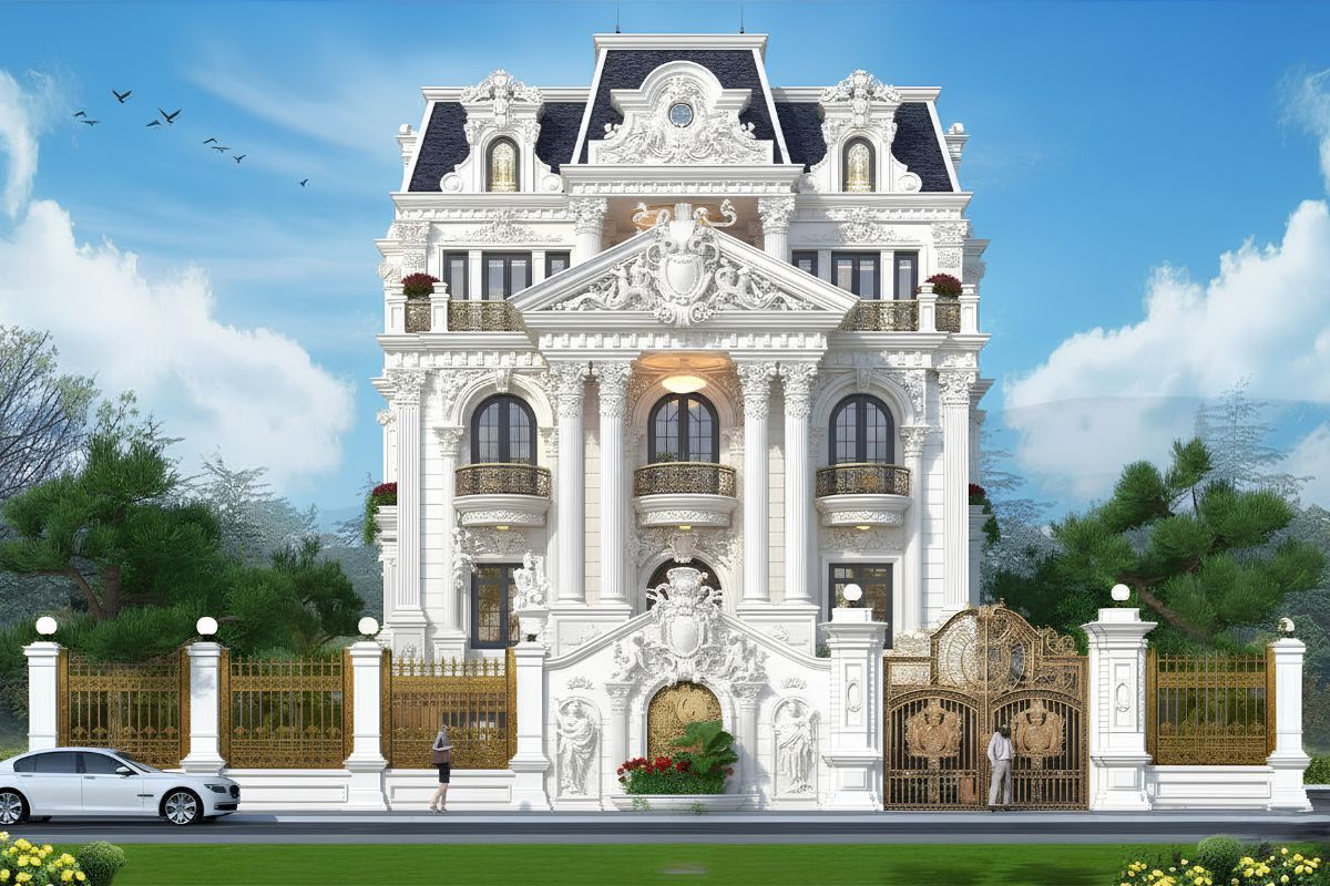 Biệt thự 4 tầng mái Mansard ghi dấu ấn với phần mái bề thế và đậm chất kiến trúc Pháp (Ảnh: Sưu tầm)