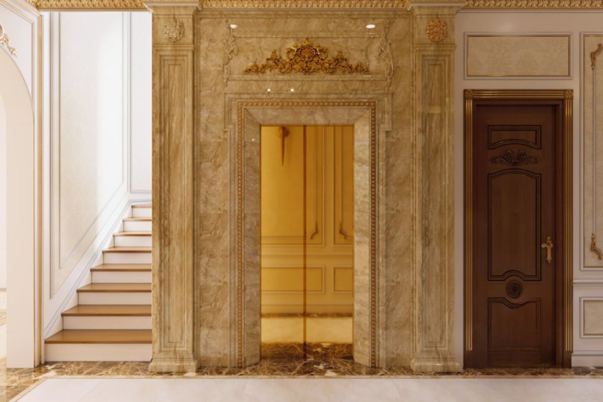 Thiết kế thang máy hiện đại có thể kết hợp hài hòa với không gian cổ điển (Ảnh: Sưu tầm)