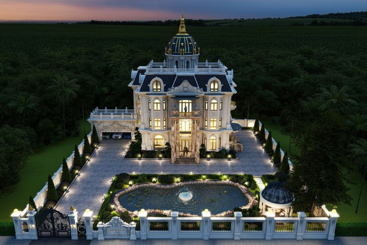 Không gian xanh giúp mẫu biệt thự 4 tầng cổ điển đẹp trở nên gần gũi và thư giãn hơn (Ảnh: Sưu tầm) 