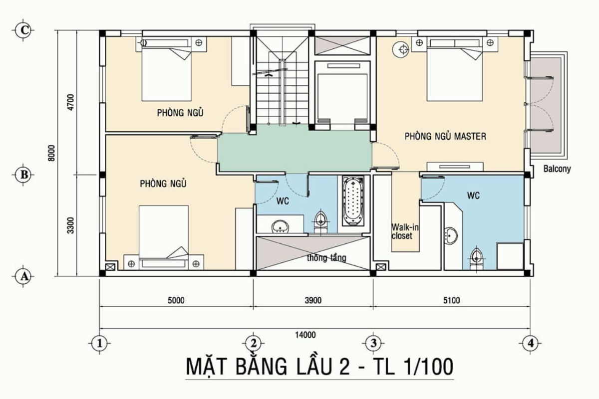Bố trí phòng ngủ và không gian sinh hoạt chung hợp lý (Ảnh: Sưu tầm)