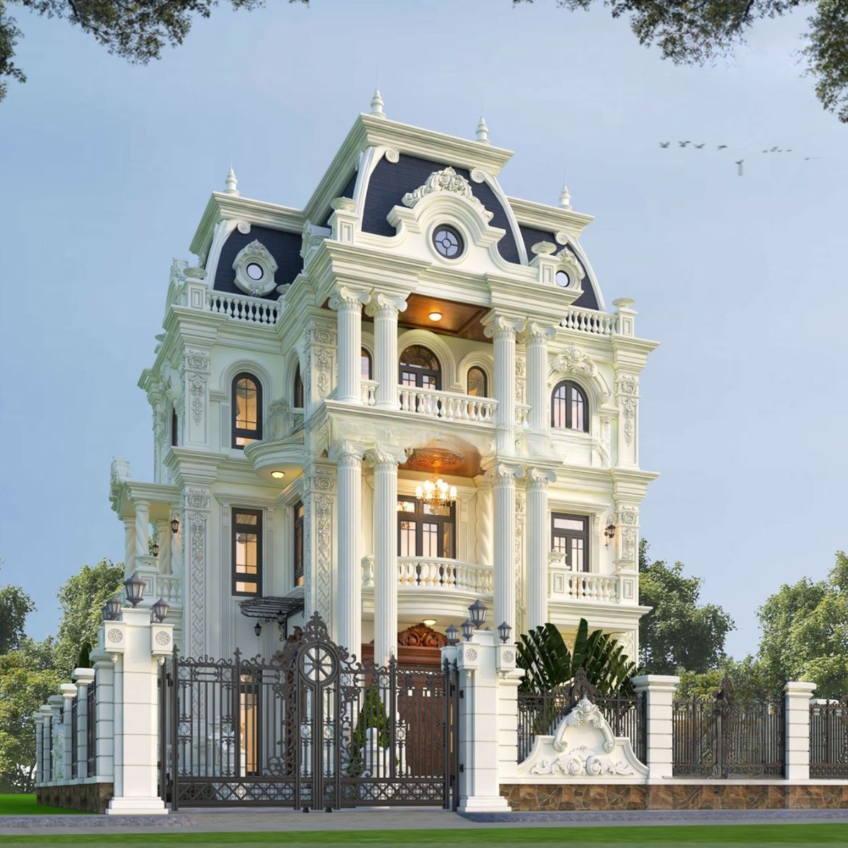 Phân chia công năng khoa học giúp biệt thự Mansard 3 tầng tối ưu trải nghiệm sinh hoạt và nghỉ ngơi (Ảnh: Sưu tầm)