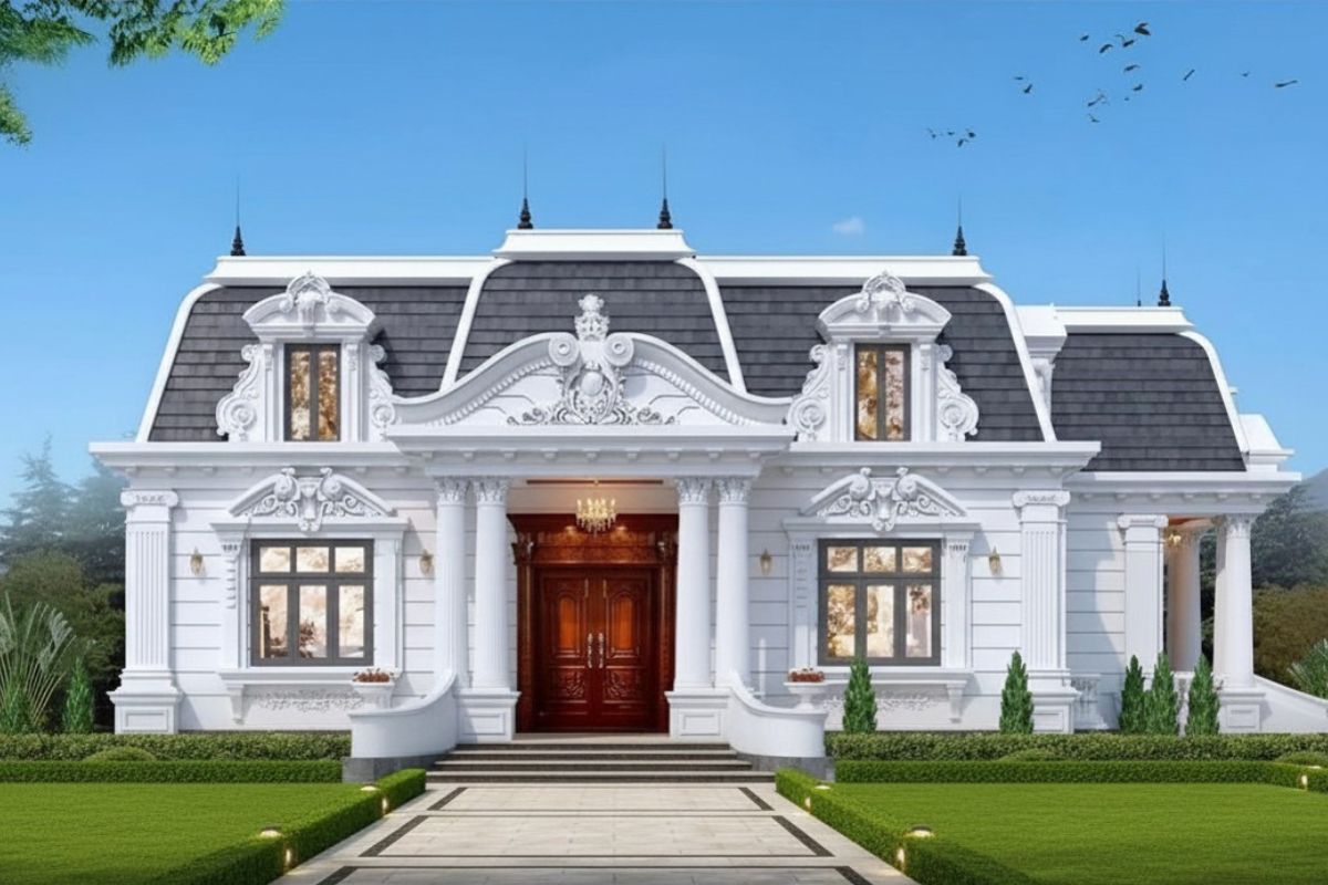 Lối dạo bộ uốn lượn tạo điểm nhấn mềm mại cho tổng thể biệt thự vườn sang trọng (Ảnh: Sưu tầm)