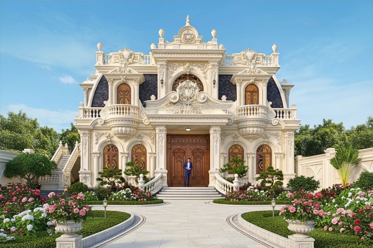 Thiết kế mở kết nối nội – ngoại thất giúp biệt thự vườn mái Mansard tràn ngập ánh sáng và gió tự nhiên (Ảnh: Sưu tầm)