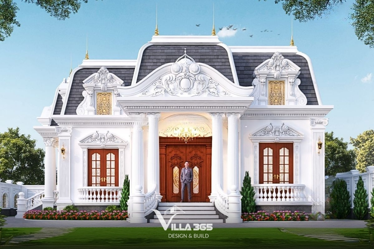 Mẫu biệt thự mái Mansard cổ điển ngày nay được cải tiến với kỹ thuật thi công hiện đại, đảm bảo bền vững, chống nóng và tối ưu công năng