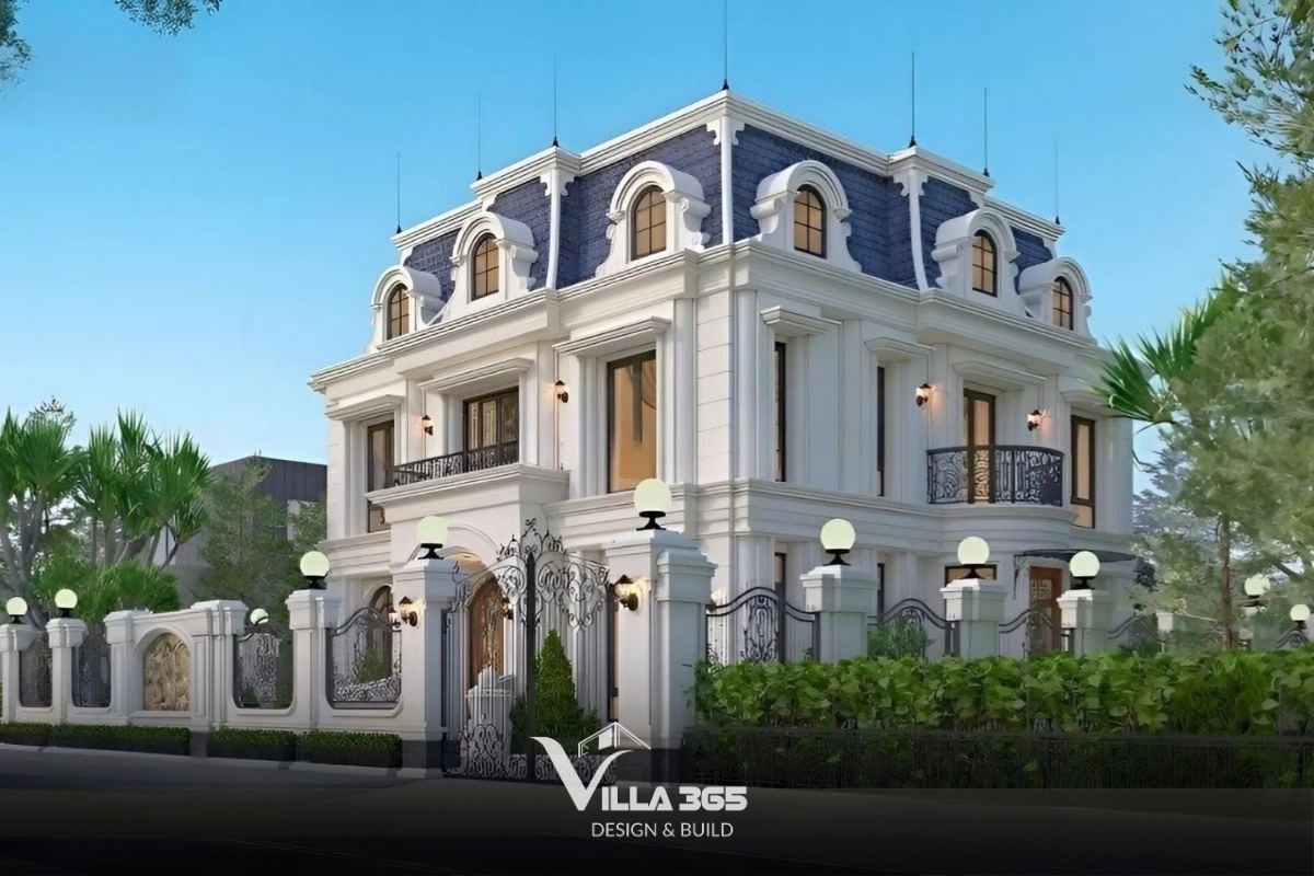 Biệt thự cổ điển mái Mansard 2 tầng tối ưu không gian nhờ thiết kế mái thông minh, gia tăng diện tích sử dụng hiệu quả