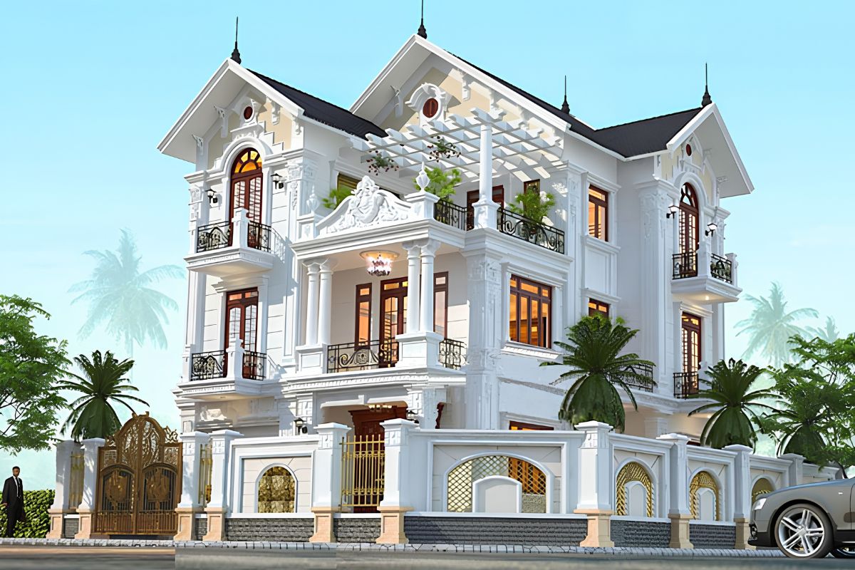 Mẫu biệt thự cổ điển mái Thái – sự giao thoa hoàn hảo giữa kiến trúc châu Âu sang trọng và mái Thái Á Đông tiện nghi (Ảnh: Sưu tầm)