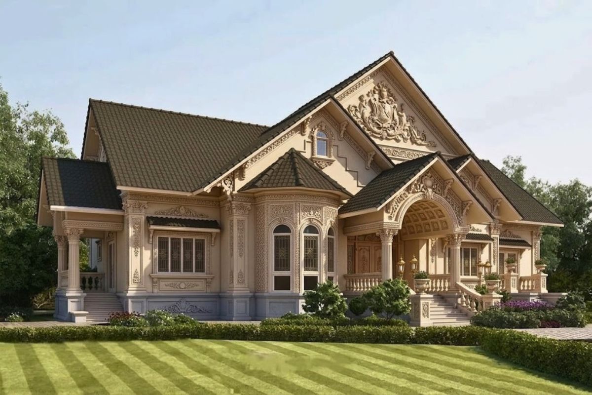 Hệ mái Thái dốc cao không chỉ đẹp mắt mà còn giúp chống nóng, thoát nước hiệu quả trong khí hậu nhiệt đới (Ảnh: Sưu tầm)