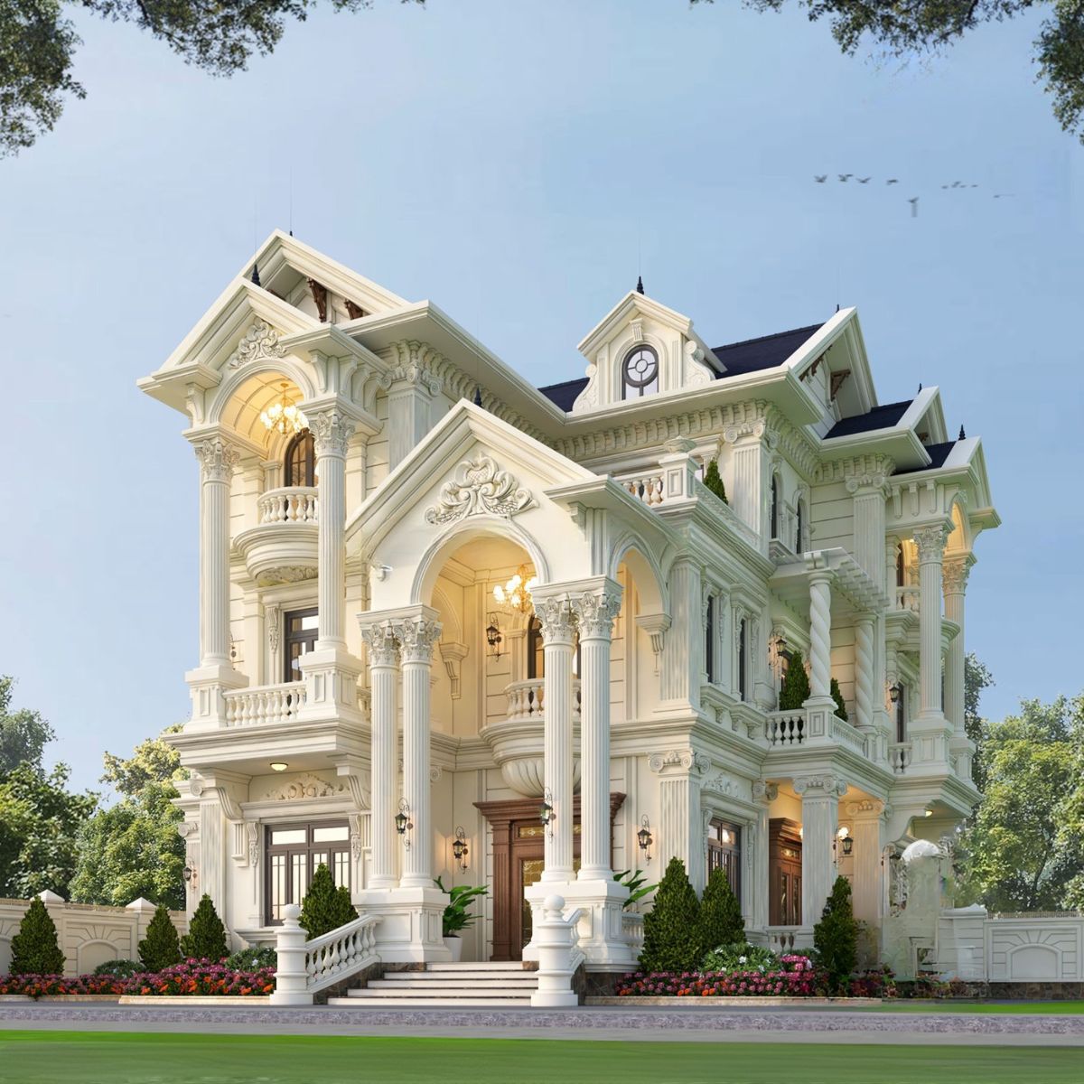 Biệt thự mái Thái cổ điển 3 tầng – biểu tượng đẳng cấp với kiến trúc bề thế và không gian sống đa chức năng (Ảnh: Sưu tầm)