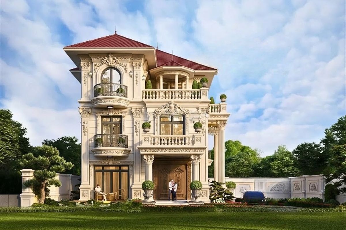 Ban công rộng với lan can nghệ thuật mang đến vẻ mềm mại, cân bằng cho tổng thể kiến trúc (Ảnh: Sưu tầm)