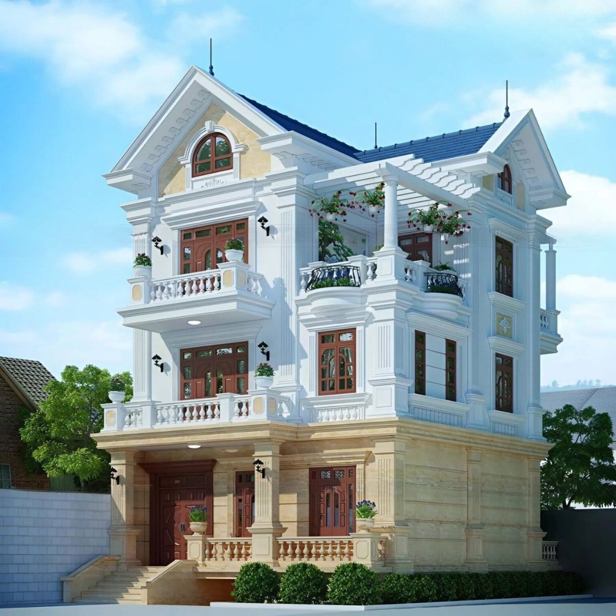 Mẫu biệt thự cổ điển mái Thái – lựa chọn bền vững cho không gian sống sang trọng và đẳng cấp lâu dài (Ảnh: Sưu tầm)