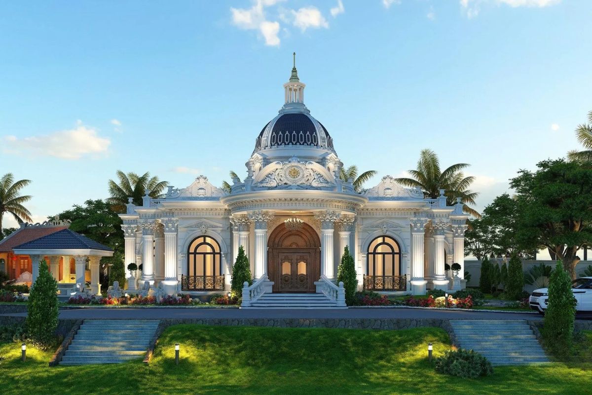 Mẫu biệt thự cổ điển nhà vườn 1 tầng là lựa chọn lý tưởng cho cuộc sống tiện nghi và gần gũi thiên nhiên (Ảnh: Sưu tầm) 