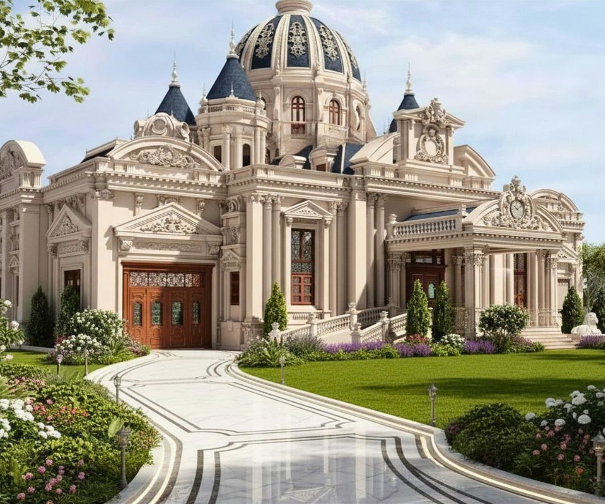 Từ cửa vòm mềm mại đến chi tiết phù điêu tinh xảo, mọi yếu tố đều góp phần tạo nên một tổng thể hoàn mỹ (Ảnh: Sưu tầm)