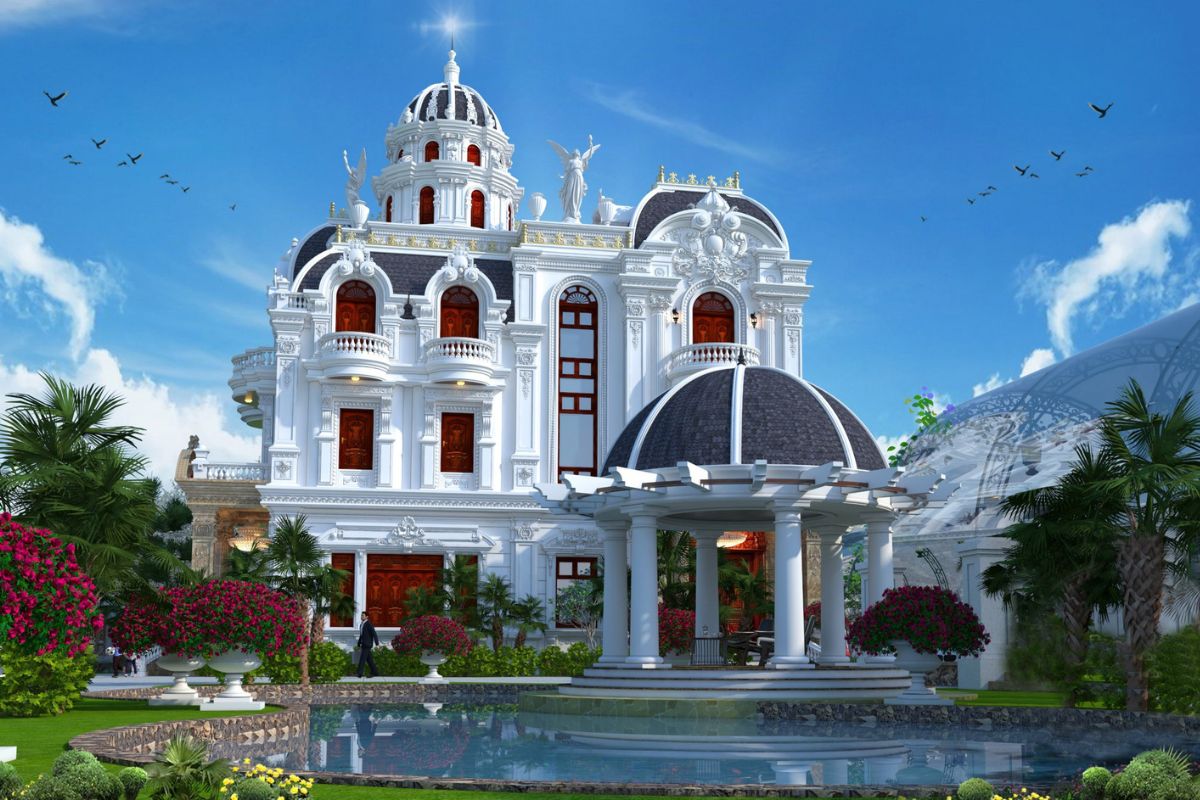 Thi công mẫu biệt thự cổ điển nhà vườn cần chú trọng phong thủy, màu sắc và kiểm soát chi phí hợp lý (Ảnh: Sưu tầm)