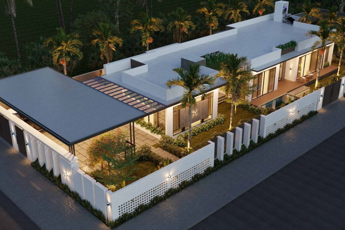 Thiết kế biệt thự 2 mặt tiền sân vườn giúp giảm nhiệt và tăng chất lượng không khí (Ảnh: Sưu tầm)