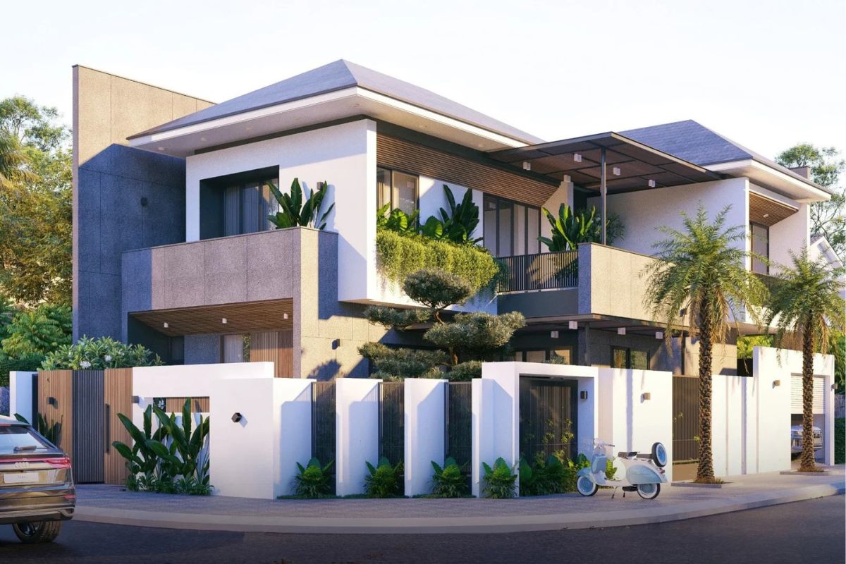 Nhà 2 mặt tiền đẹp 2 tầng phù hợp với gia đình trẻ, tối ưu công năng và chi phí (Ảnh: Sưu tầm)